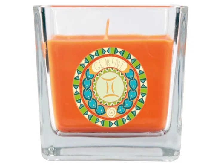 HS Candle Duftkerze & Glas Sternzeichen Honigmelone 50 Stunden Zwillinge