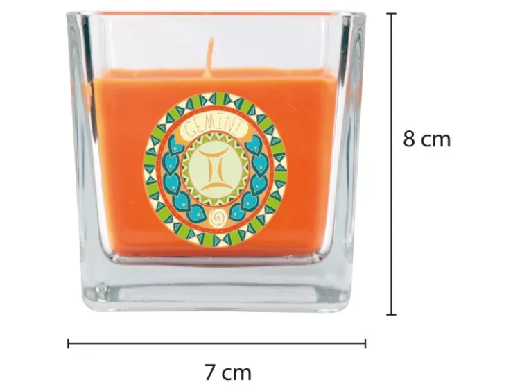 HS Candle Duftkerze & Glas Sternzeichen Honigmelone 50 Stunden Zwillinge