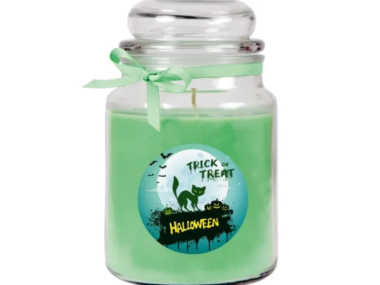 HS Candle Duftkerze & Glas Halloween Grün Bonbon 110h* Windlichter