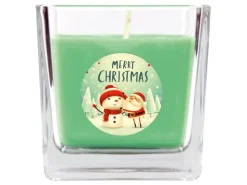 HS Candle Duftkerze & Glas Weihnachten Grün Bonbon 50h