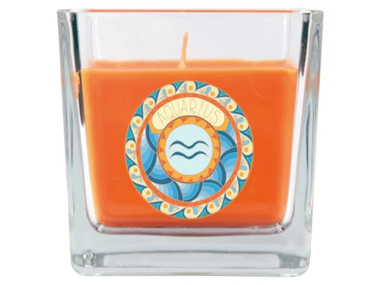 HS Candle Duftkerze & Glas Sternzeichen Honigmelone 50 Stunden Wassermann
