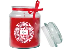 HS Candle Duftkerze & Glas Duft Schriftzug Bonbon Ø10 cm Rose* Windlichter