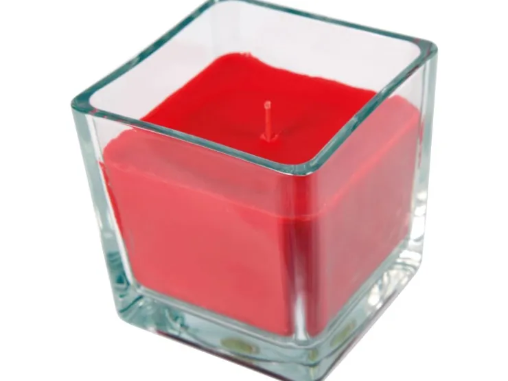 HS Candle Duftkerze & Glas Weihnachten Rot Bonbon 50h* Windlichter