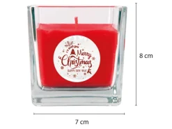 HS Candle Duftkerze & Glas Weihnachten Rot Bonbon 50h* Windlichter