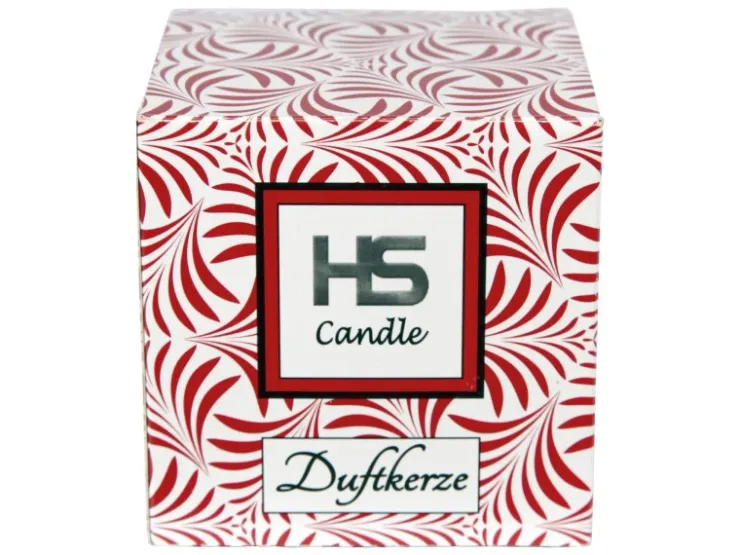 HS Candle Duftkerze & Glas Weihnachten Rot Bonbon 50h* Windlichter