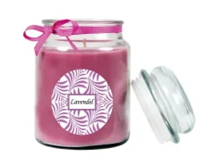 HS Candle Duftkerze & Glas Duft Schriftzug Bonbon Ø10 cm Lavendel