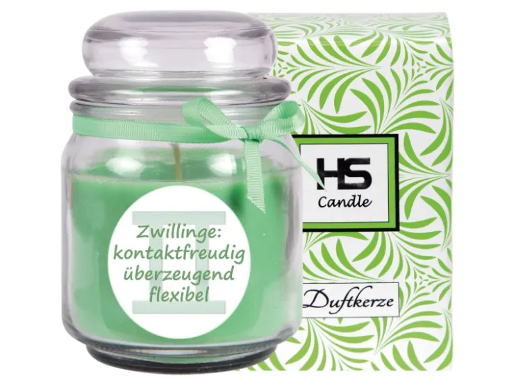 HS Candle Duftkerze & Glas Sternzeichen Coconut Limes 70 Stunden Zwillinge* Windlichter