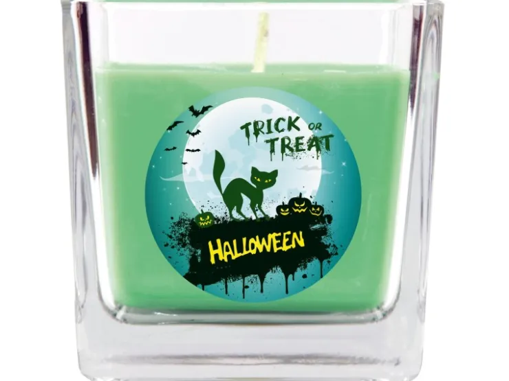 HS Candle Duftkerze & Glas Halloween Grün Bonbon 50h* Windlichter