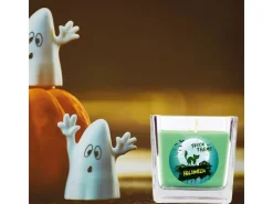 HS Candle Duftkerze & Glas Halloween Grün Bonbon 50h* Windlichter