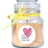 HS Candle Duftkerze & Glas Herzen Vanille Gelb