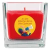 HS Candle Duftkerze & Glas Karneval Rot Viereck 50h