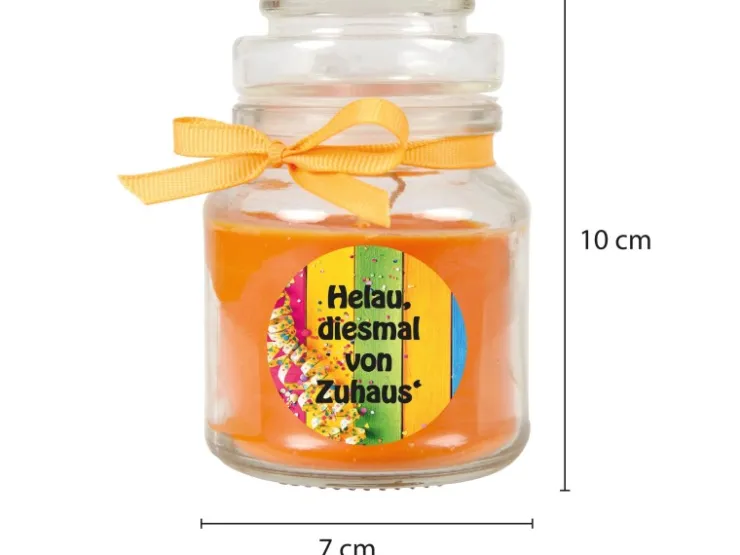HS Candle Duftkerze & Glas Karneval Orange Bonbon 30h