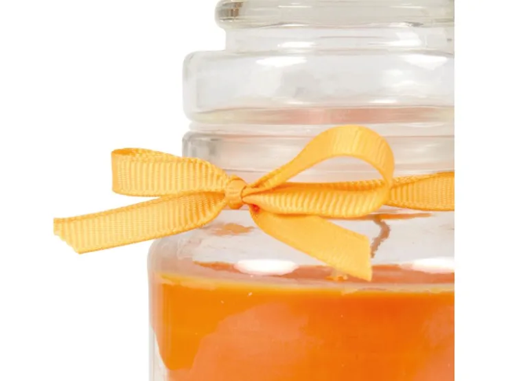HS Candle Duftkerze & Glas Karneval Orange Bonbon 30h