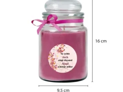HS Candle Duftkerze & Glas Karneval Lila Bonbon 110h