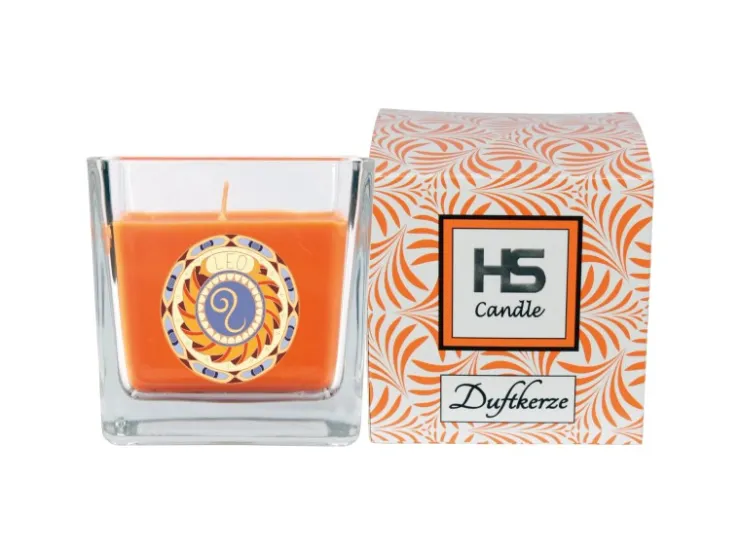 HS Candle Duftkerze & Glas Sternzeichen Honigmelone 50 Stunden Löwe