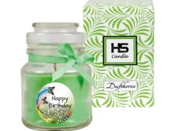 HS Candle Duftkerze & Glas Geburtstag Kokos Grün* Windlichter