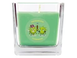 HS Candle Duftkerze & Glas Karneval Grün Viereck 50h* Windlichter