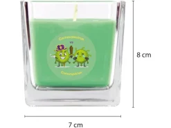 HS Candle Duftkerze & Glas Karneval Grün Viereck 50h* Windlichter