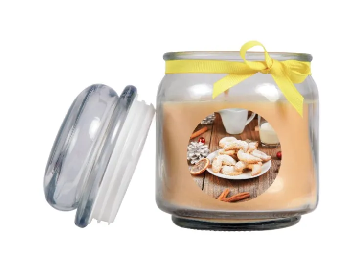 HS Candle Duftkerze & Glas Weihnachten Creme Bonbon 70h