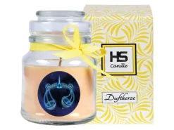 HS Candle Duftkerze & Glas Sternzeichen Vanille 30 Stunden Waage