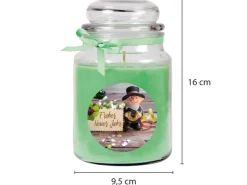 HS Candle Duftkerze & Glas Neujahr Grün Bonbon 110h* Kerzen|Windlichter