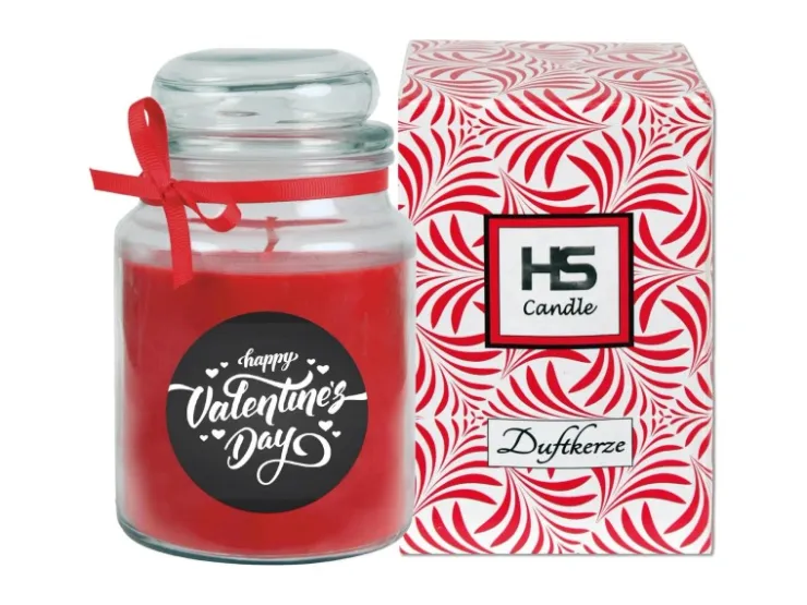 HS Candle Duftkerze & Glas Valentinstag Bonbon 110h Valentine's Day* Windlichter