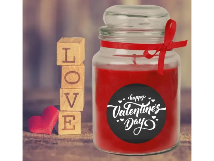 HS Candle Duftkerze & Glas Valentinstag Bonbon 110h Valentine's Day* Windlichter
