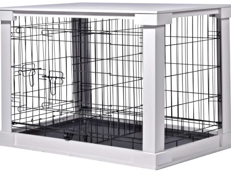 Dobar Hundebox Indoor mit Tischoberfläche 83 x 55 x 59 cm Weiß
