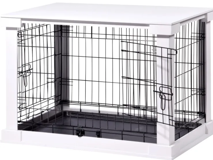 Dobar Hundebox Indoor mit Tischoberfläche 83 x 55 x 59 cm Weiß