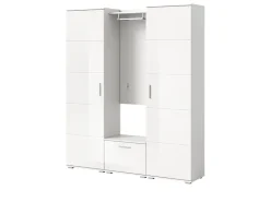 Inn.Furn Garderobe Set Weiß Hochglanz 4-teilig 165 cm Viel Stauraum Grazie* Möbelserien