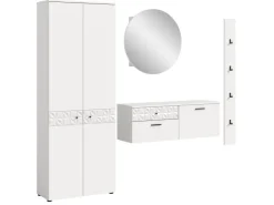 Inn.Furn Garderoben-Set in Weiß Hochglanz 226 cm Relief* Möbelserien