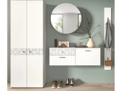 Inn.Furn Garderoben-Set in Weiß Hochglanz 226 cm Relief* Möbelserien