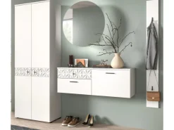 Inn.Furn Garderoben-Set in Weiß Hochglanz 226 cm Relief* Möbelserien