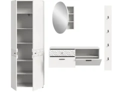 Inn.Furn Garderoben-Set in Weiß Hochglanz 226 cm Relief* Möbelserien