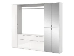 Inn.Furn Garderoben-Set 4-teilig Weiß Hochglanz 212 cm mit Spiegel SystemX* Möbelserien