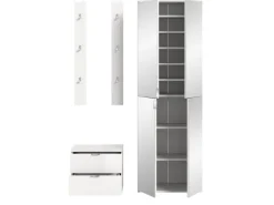 Inn.Furn Garderoben-Set 4-teilig in Weiß Hochglanz 128 cm SystemX* Möbelserien