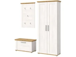Inn.Furn Garderoben-Set 3-teilig Weiß Lärche 175 cm Landhaus-Stil Mirano* Möbelserien