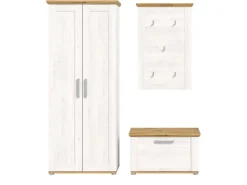 Inn.Furn Garderoben-Set 3-teilig Weiß Lärche 175 cm Landhaus-Stil Mirano* Möbelserien