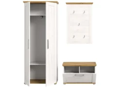 Inn.Furn Garderoben-Set 3-teilig Weiß Lärche 175 cm Landhaus-Stil Mirano* Möbelserien