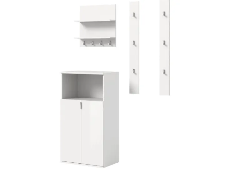 Inn.Furn Garderoben-Set 4-teilig in Weiß Hochglanz 117 cm SystemX* Möbelserien