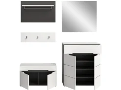 Inn.Furn Garderoben-Set 5-teilig in Weiß und Grau 175 cm Cooper