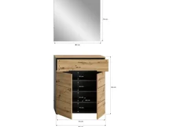 Inn.Furn Garderoben-Set 2-teilig Eiche Grau 80 cm mit Soft-Close Cooper