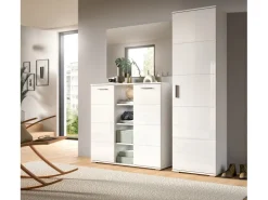 Inn.Furn Garderoben-Set 3-teilig Weiß Hochglanz 180 cm mit 13 Fächern Grazie