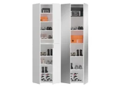 Inn.Furn Garderoben-Set 4-teilig Weiß Hochglanz 243 cm mit Spiegel SystemX* Möbelserien