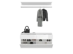 Inn.Furn Garderoben-Set 4-teilig Weiß Hochglanz 243 cm mit Spiegel SystemX* Möbelserien