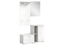 Inn.Furn Garderoben-Set 4-teilig Weiß Hochglanz 110 cm Grazie* Möbelserien