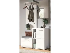 Inn.Furn Garderoben-Set 4-teilig Weiß Hochglanz 110 cm Grazie* Möbelserien