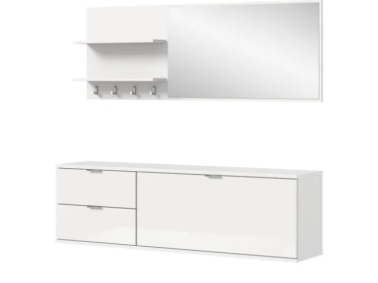Inn.Furn Garderoben-Set 4-teilig in Weiß Hochglanz 144 cm SystemX* Möbelserien