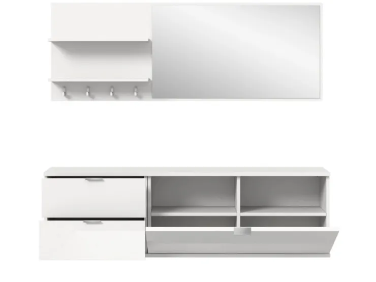 Inn.Furn Garderoben-Set 4-teilig in Weiß Hochglanz 144 cm SystemX* Möbelserien