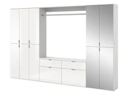 Inn.Furn Garderoben-Set 5-teilig Weiß Hochglanz 273 cm Viel Stauraum SystemX* Möbelserien